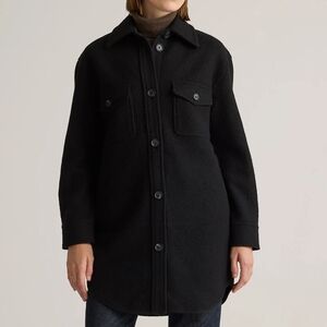 Quince Women's 100% Merino Wool Long Shirt Jacket Black Size Medium